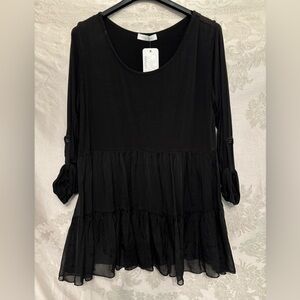 Black Made in Italy Top medium silk blend